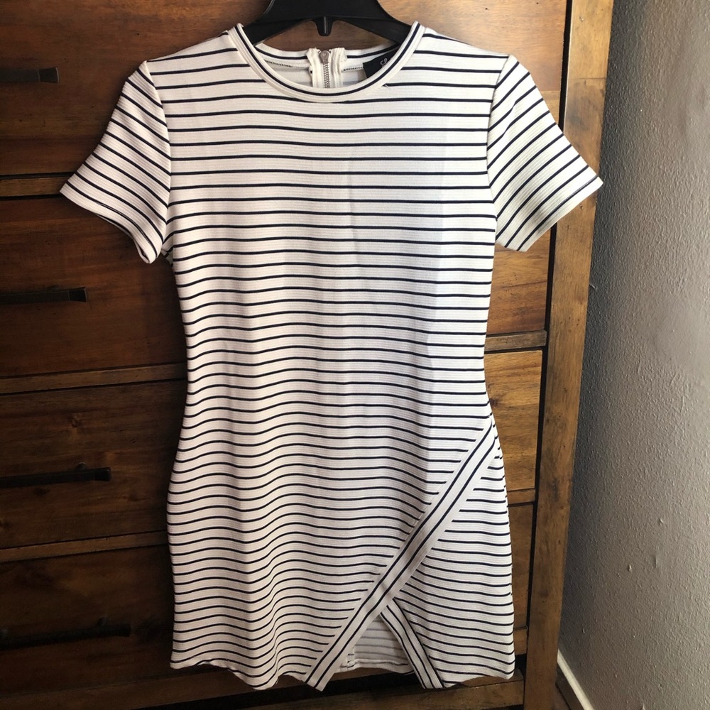 White and black striped body con